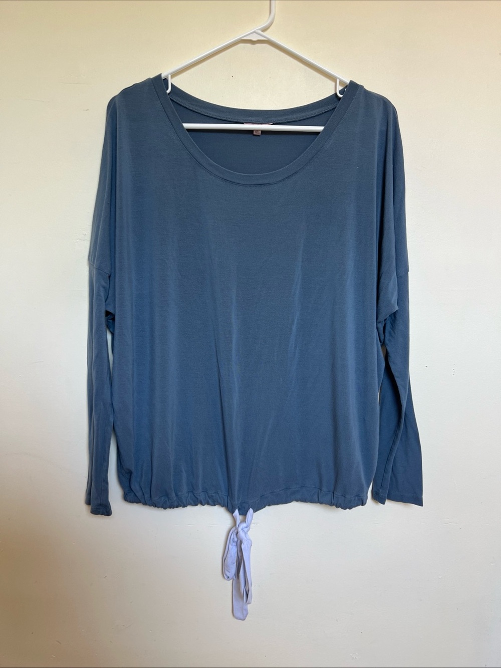 Eberjey Slate Blue Long Sleeve Scoop Neck Top with Drawstring